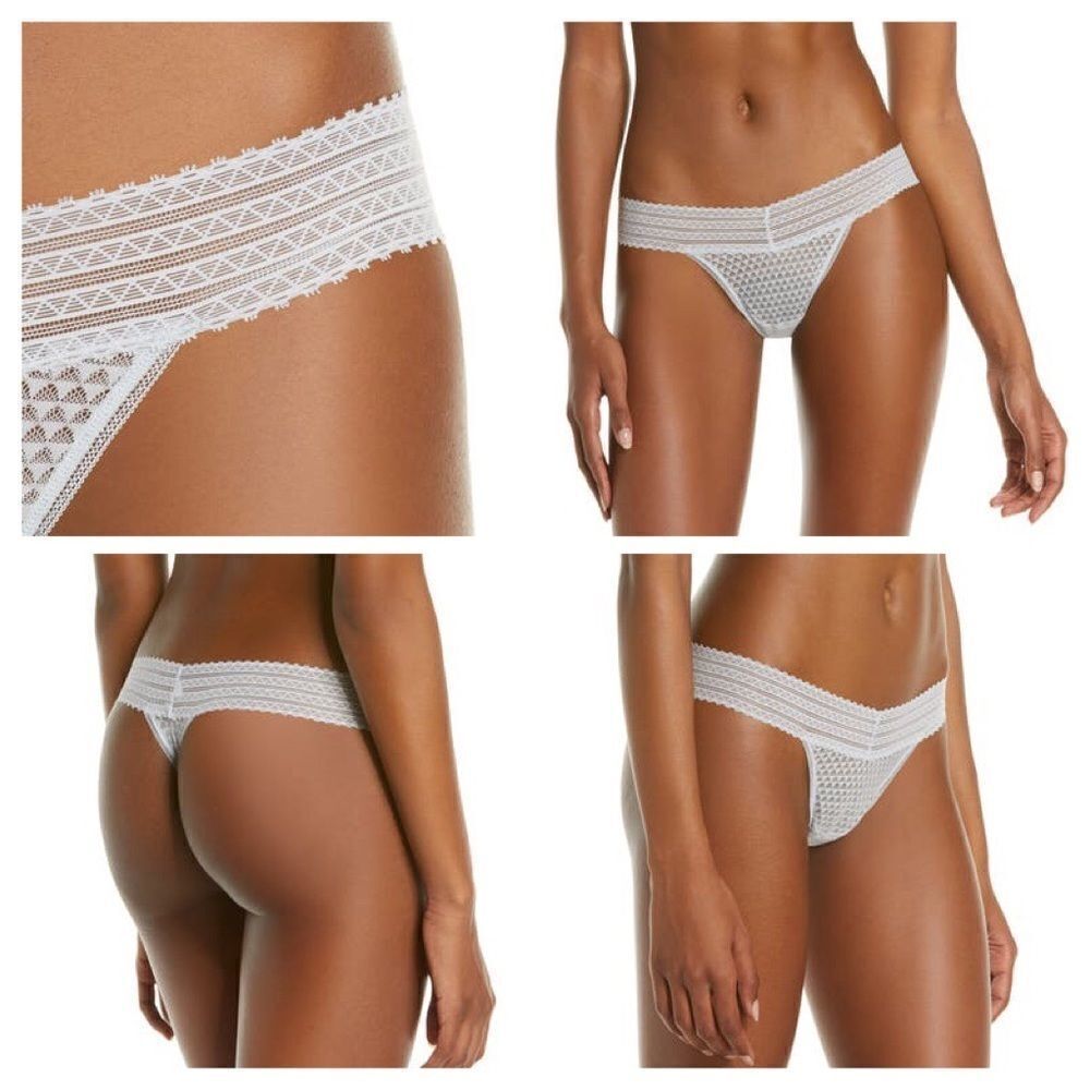 Madewell Geo Lace White Thong & Mesh Black Bikini